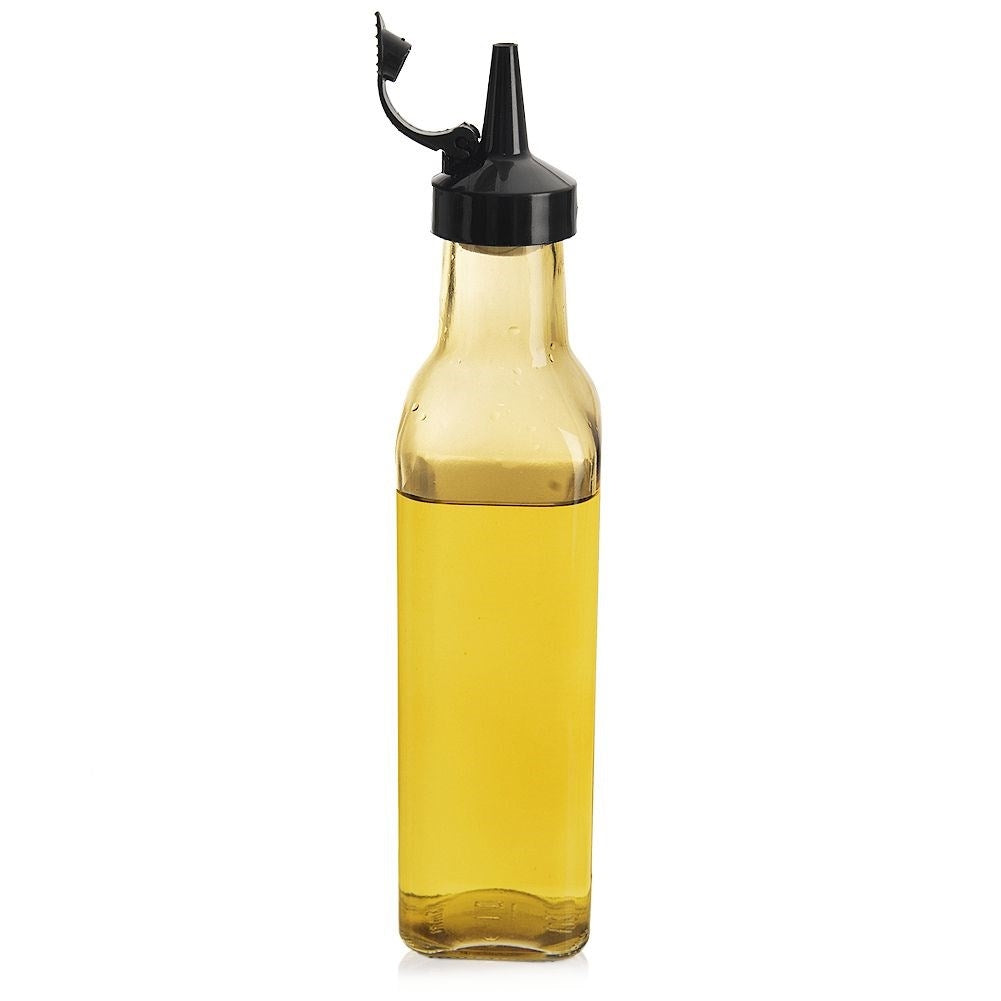 Olive oil bottle with resealable dosage, 265 ml, Yellow Glass