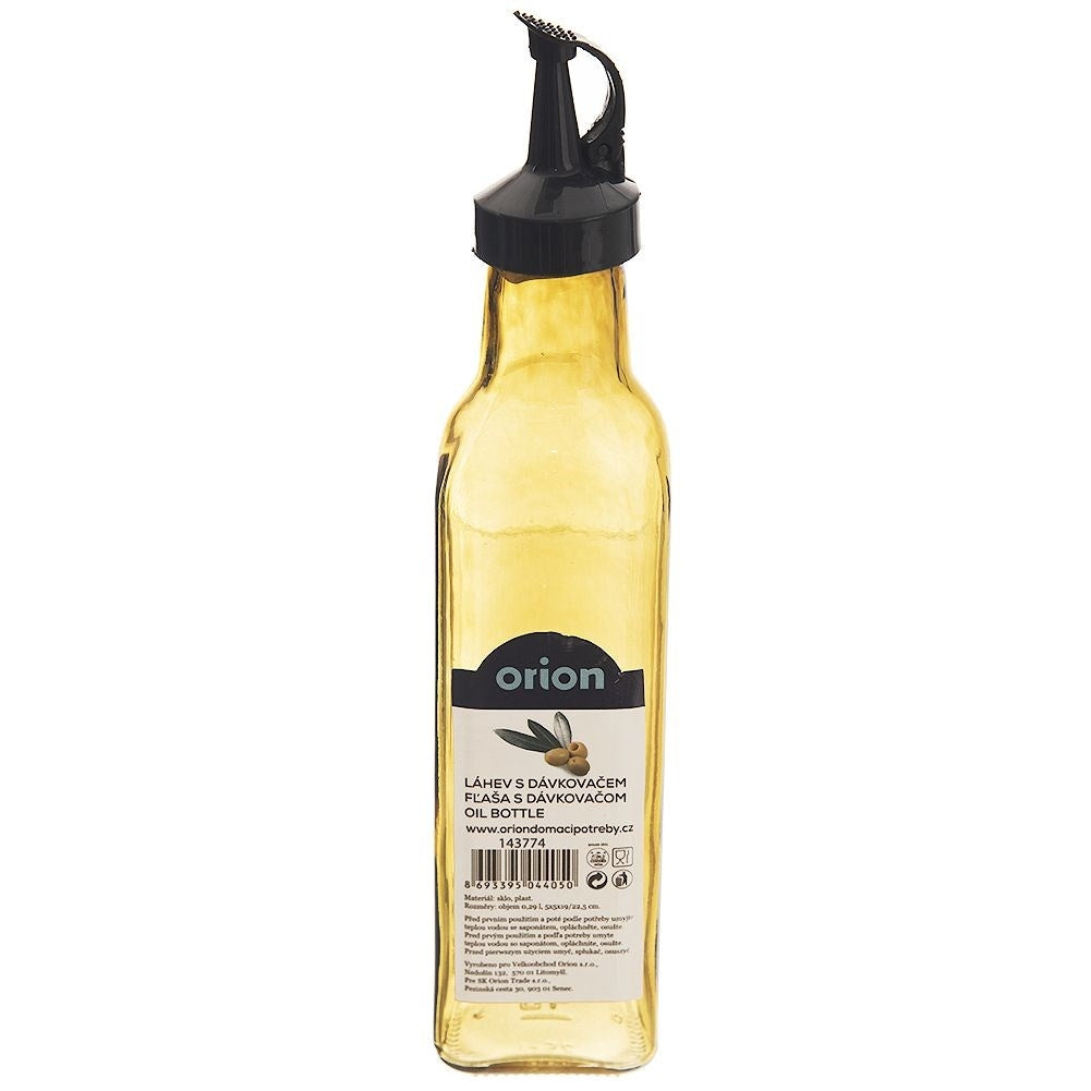 Olive oil bottle with resealable dosage, 265 ml, Yellow Glass