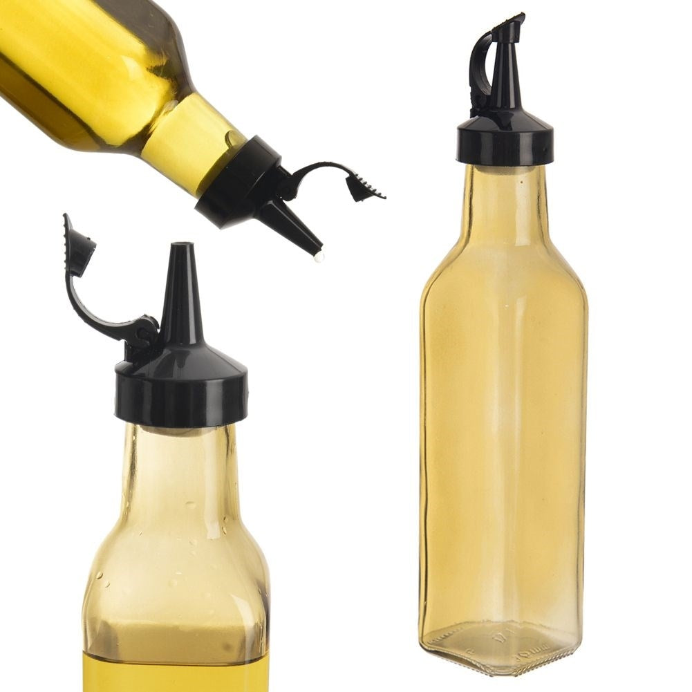 Olive oil bottle with resealable dosage, 265 ml, Yellow Glass