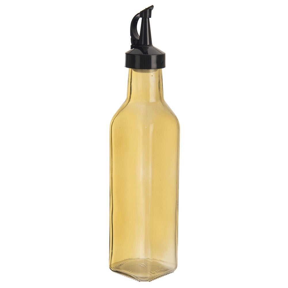 Olive oil bottle with resealable dosage, 265 ml, Yellow Glass