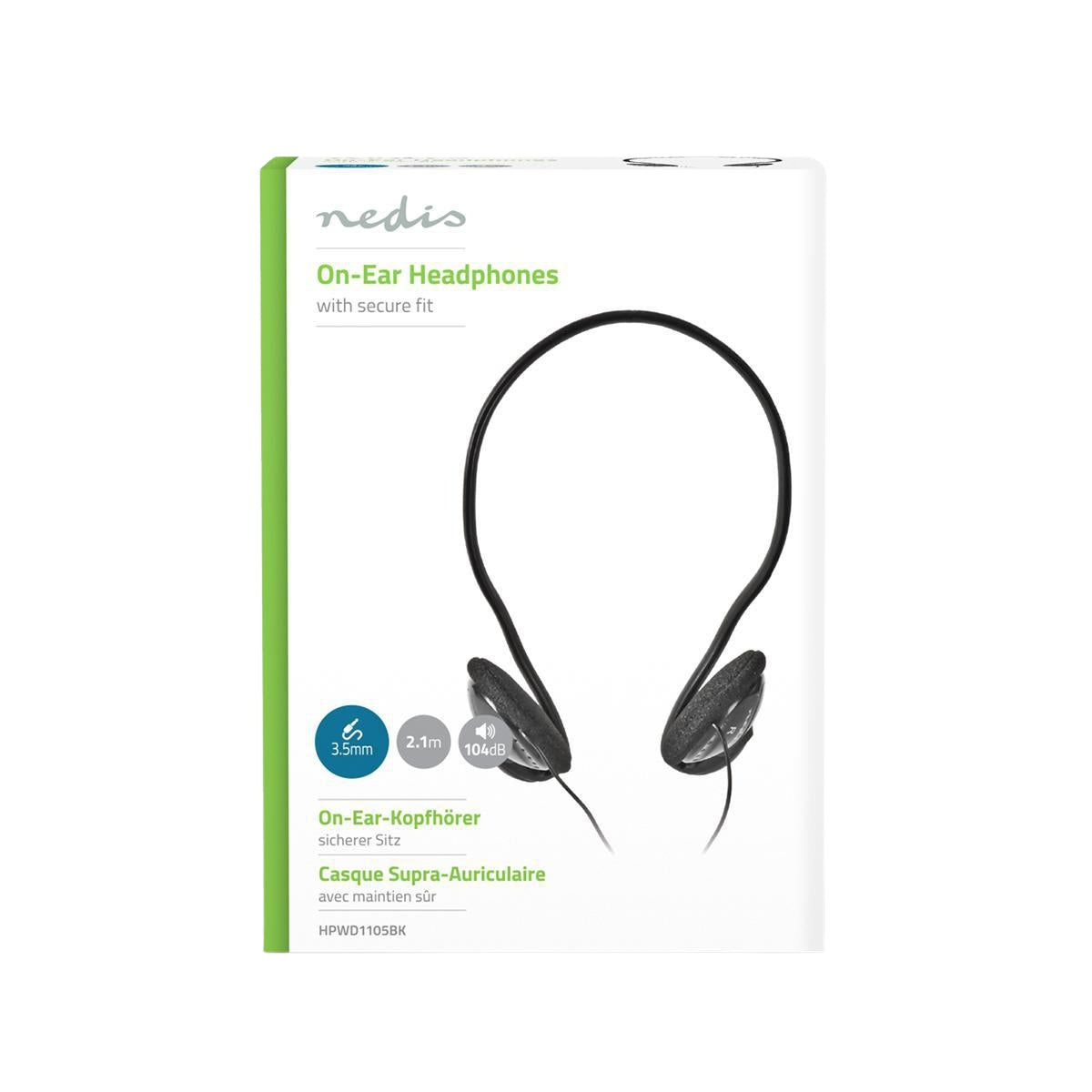 On-Ear Wired Headphones | 3.5 mm | Cable length: 2.10 m | Black
