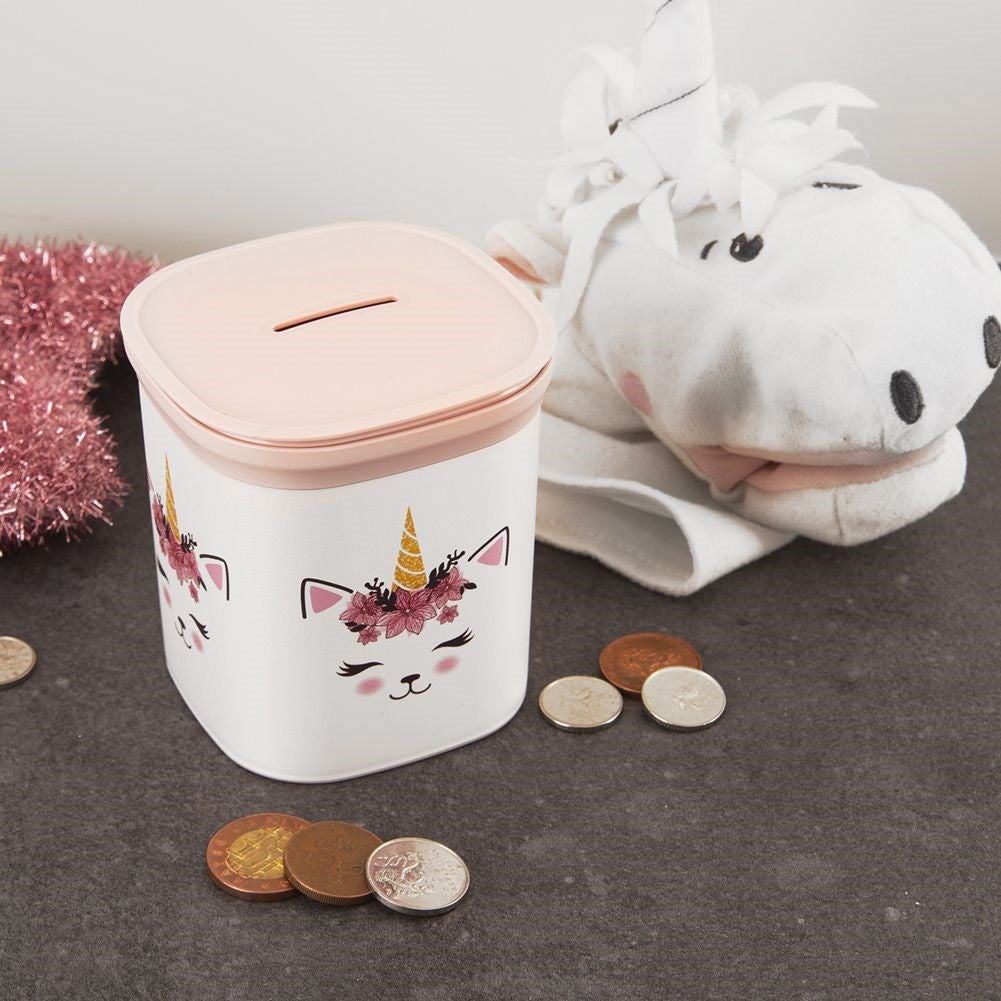Opening piggy bank 9x9x9.5 cm