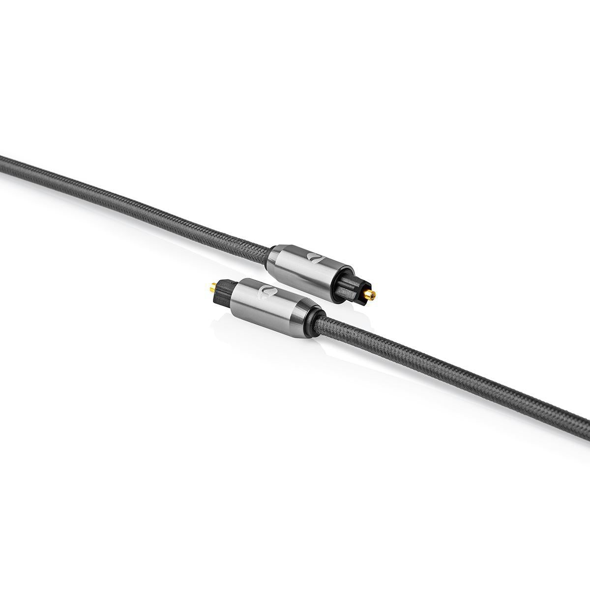 Optical audio cable | TosLink Male | TosLink Male | 1.00 m | Round | Cotton | Gray With Metal | Carton with covered window