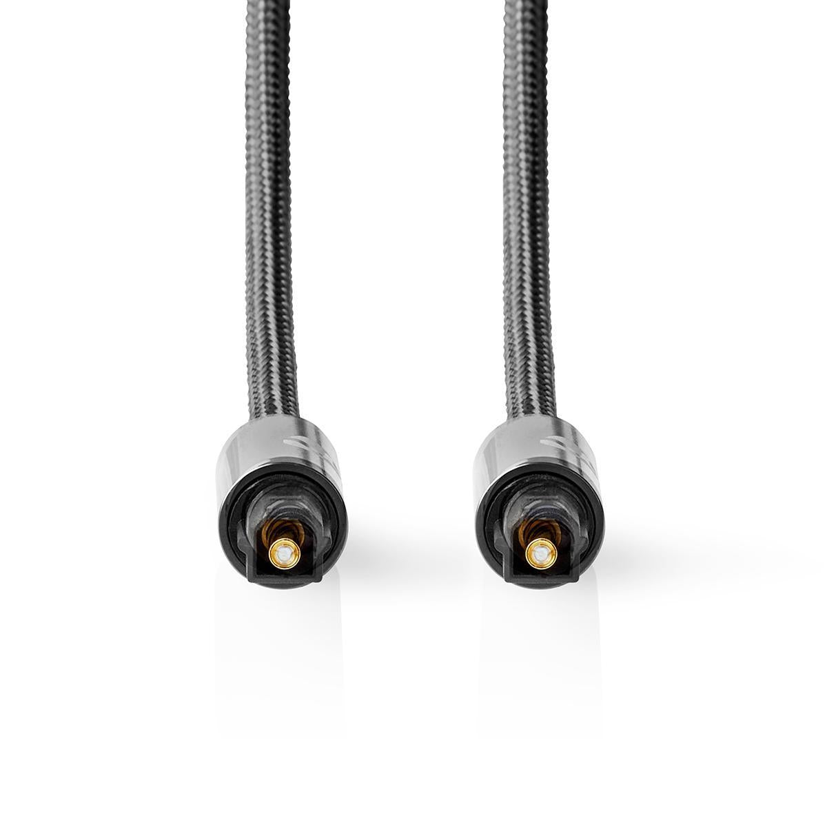 Optical audio cable | TosLink Male | TosLink Male | 1.00 m | Round | Cotton | Gray With Metal | Carton with covered window