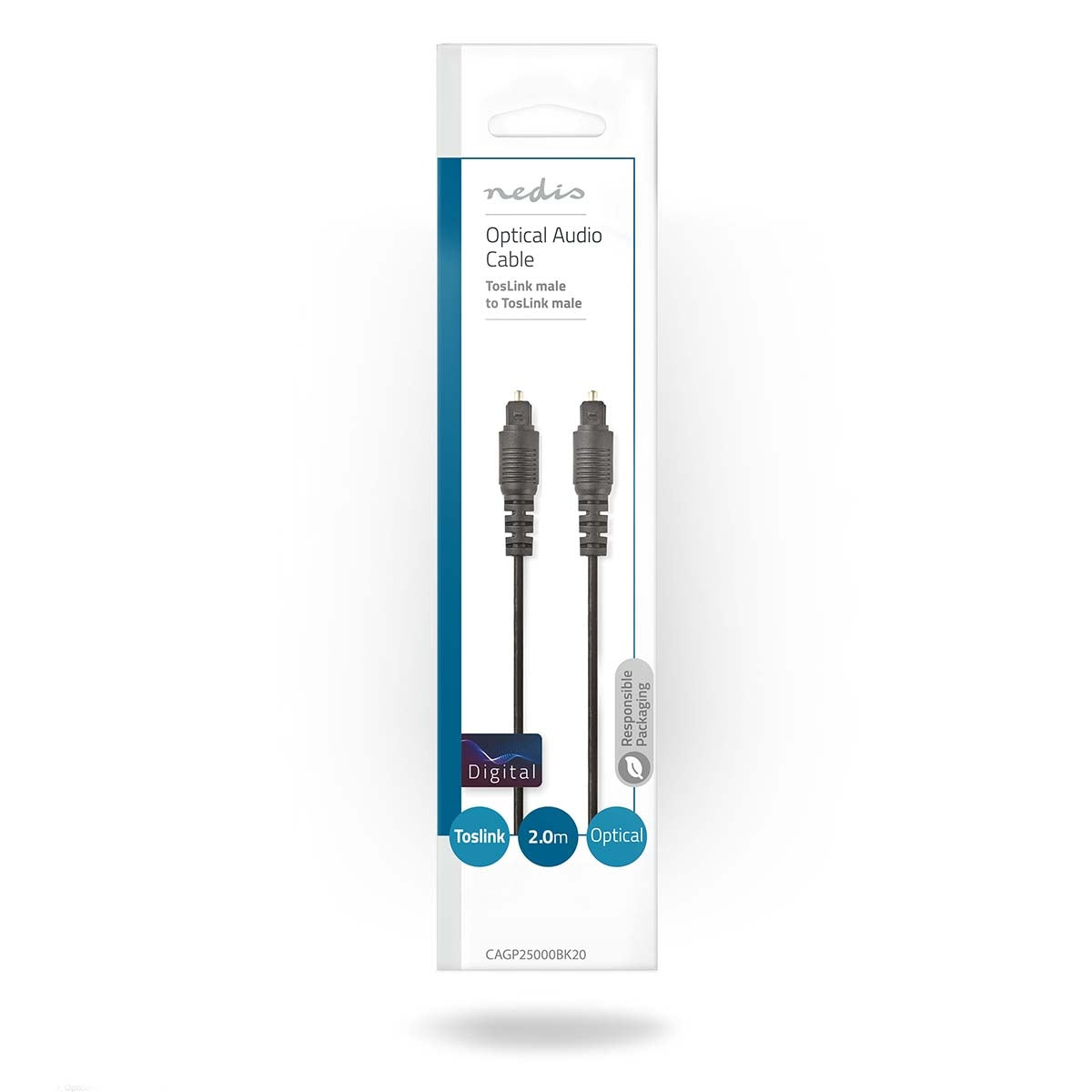 Optical audio cable | TosLink Male | TosLink Male | 2.00 m | Round | PVC | Black | Envelope