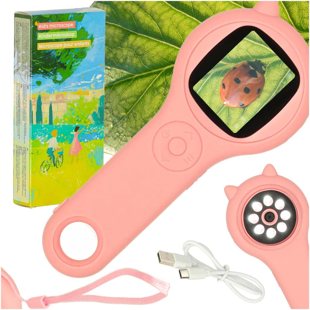 Optical microscope digital loupe 500x 2MP pink