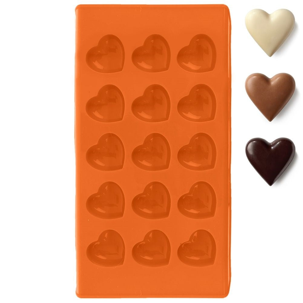 Orange Silicone Mold for Heart-Shaped Pralines