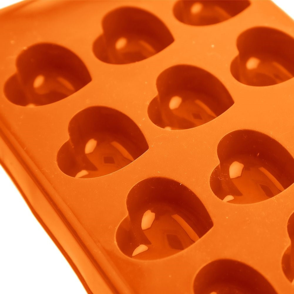 Orange Silicone Mold for Heart-Shaped Pralines