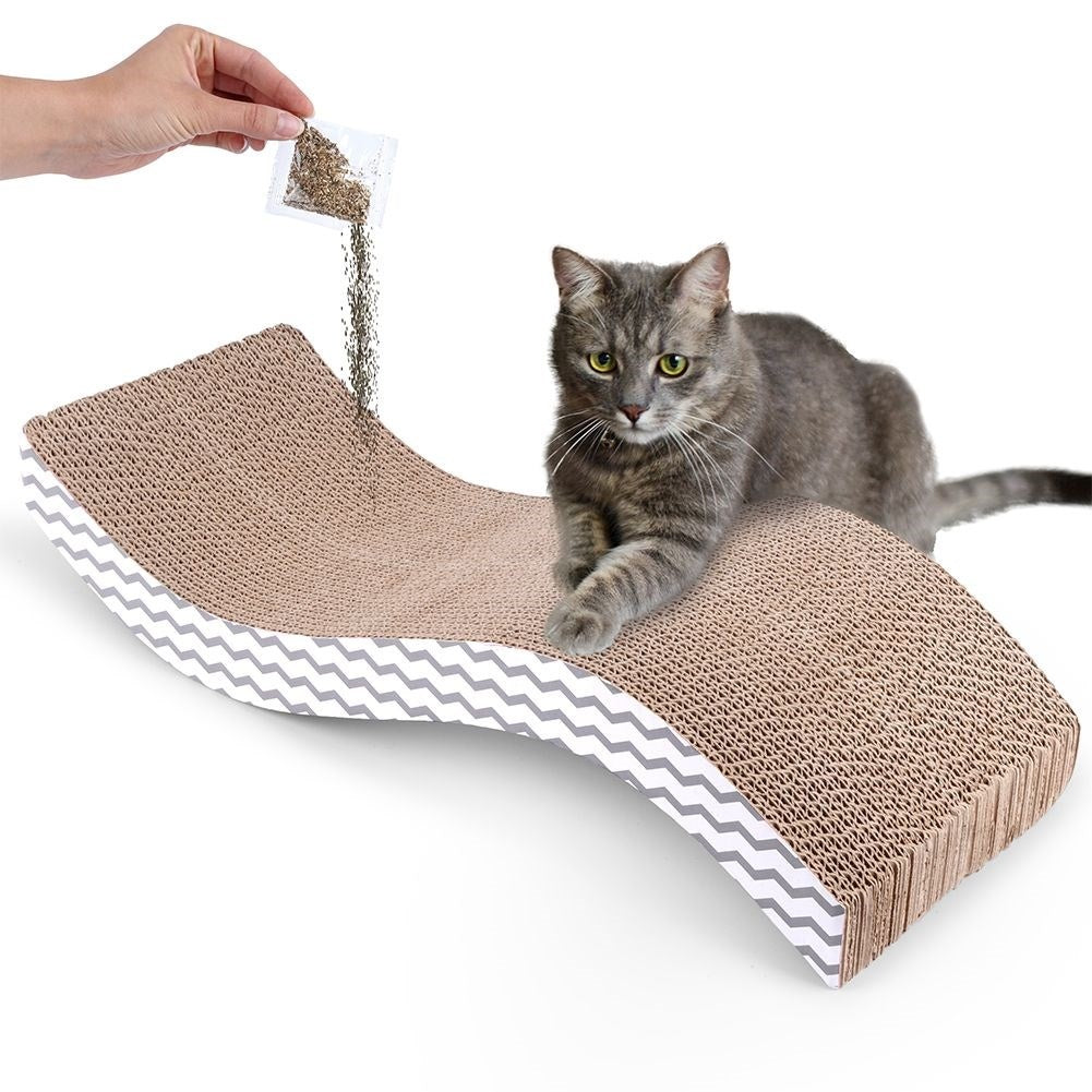 Organic scratching board with catnip, protects furniture and claws