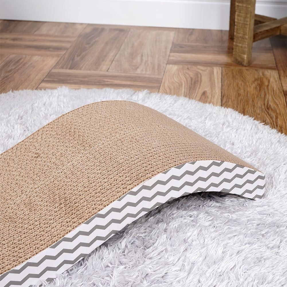 Organic scratching board with catnip, protects furniture and claws
