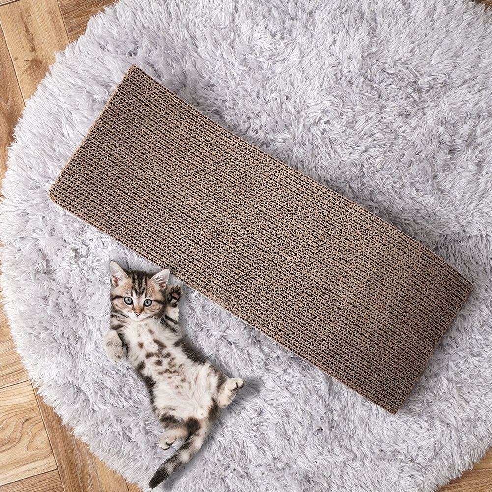 Organic scratching board with catnip, protects furniture and claws