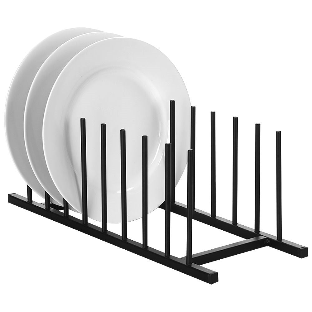 Organizer for plates and lids in black metal, modern style