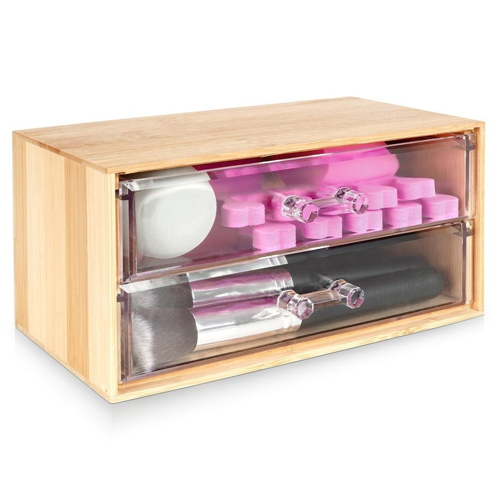 Organizer in Bamboo with Two Transparent Drawers