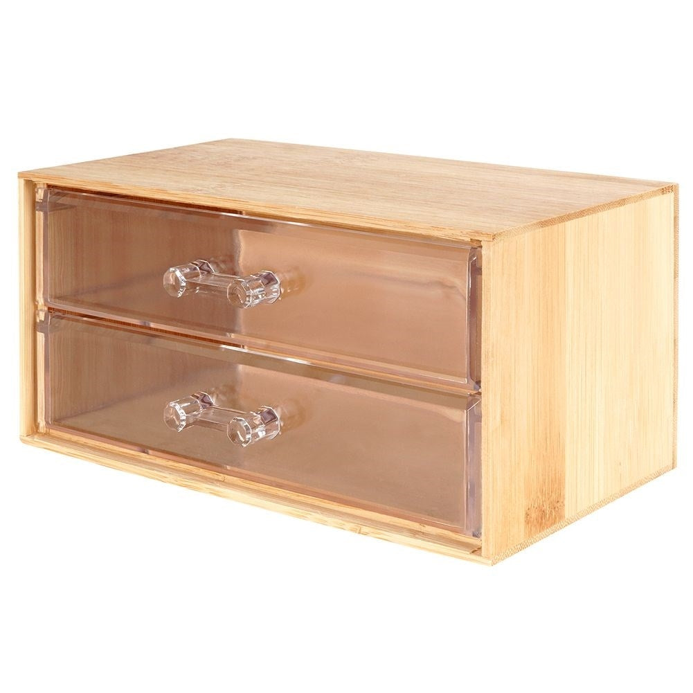 Organizer in Bamboo with Two Transparent Drawers