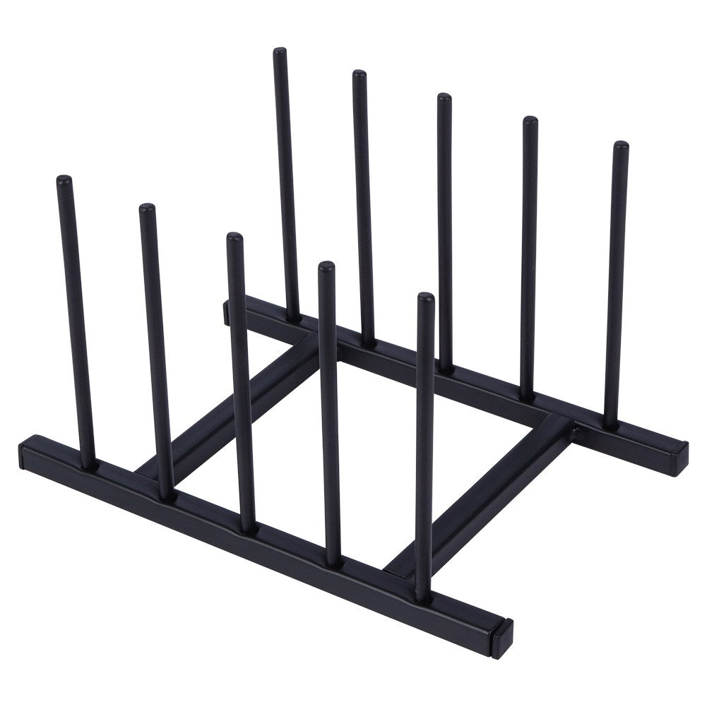 Organizer in black metal for plates and lids, modern style