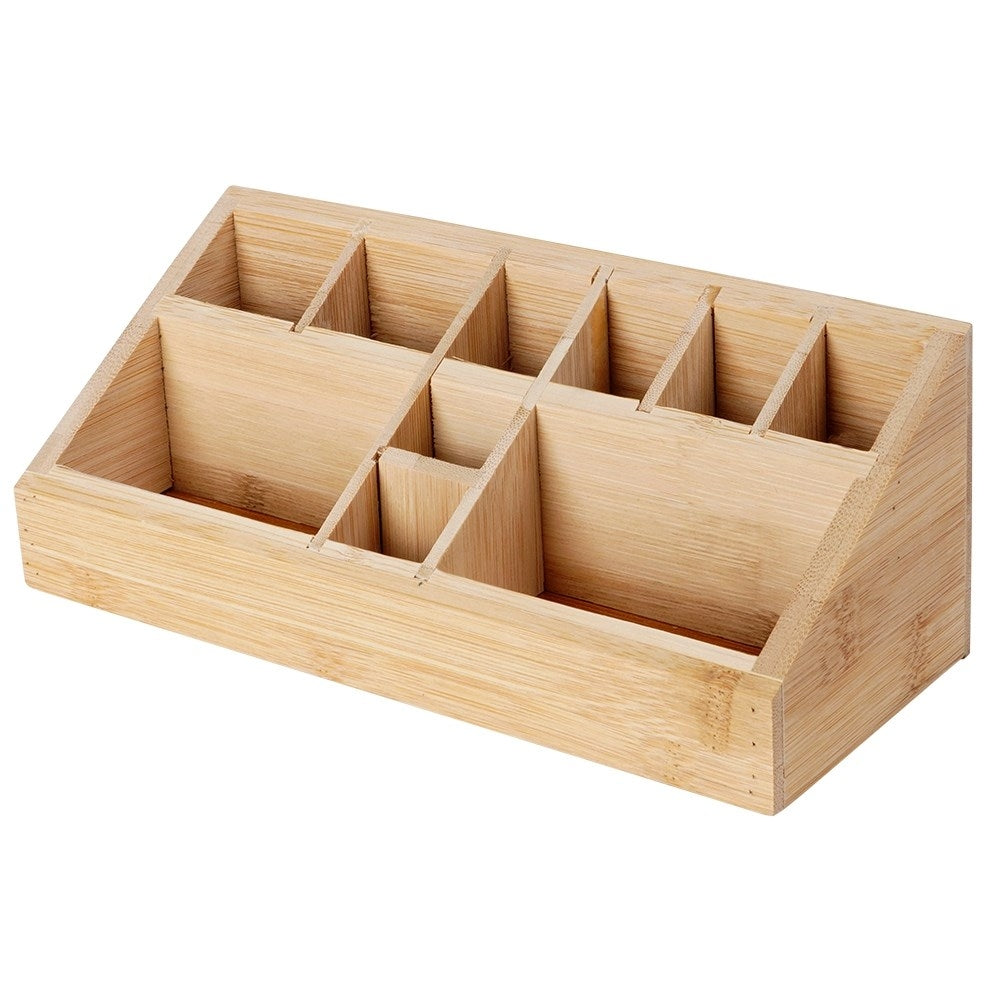 Organizer with 10 compartments in bamboo wood for make-up and make-up