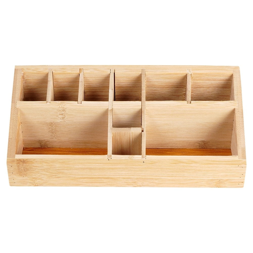 Organizer with 10 compartments in bamboo wood for make-up and make-up