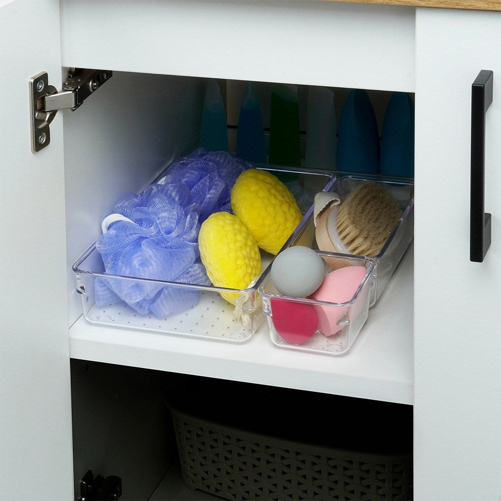 Organizer with 4 acrylic containers for makeup and jewelry