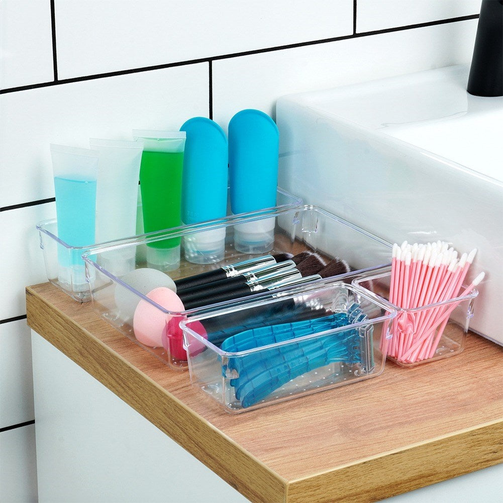 Organizer with 4 acrylic containers for makeup and jewelry