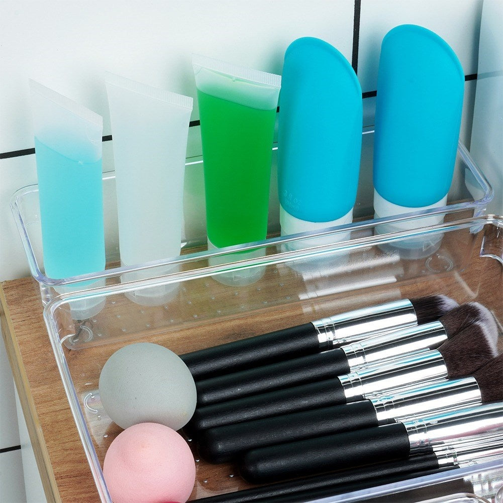 Organizer with 4 acrylic containers for makeup and jewelry