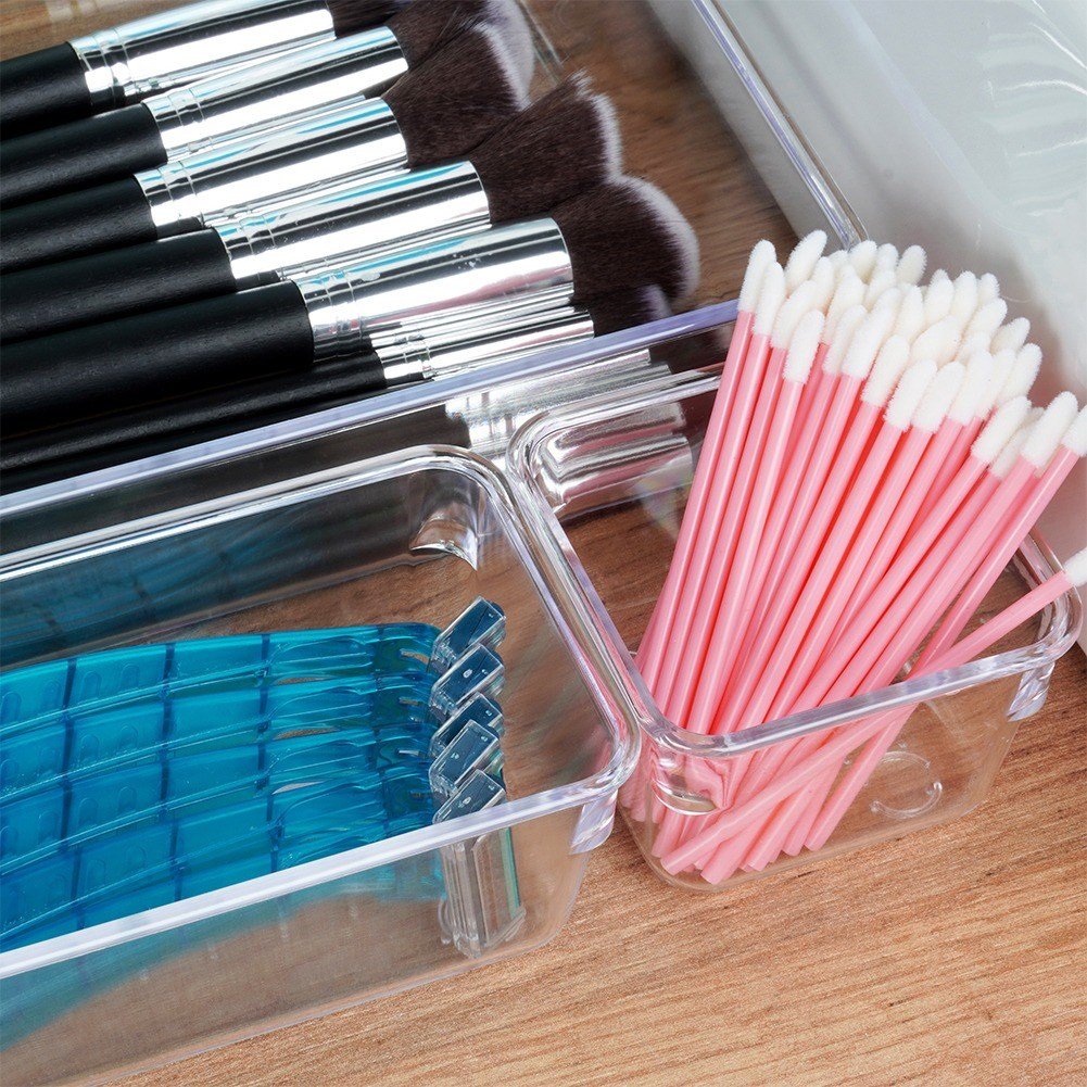Organizer with 4 acrylic containers for makeup and jewelry