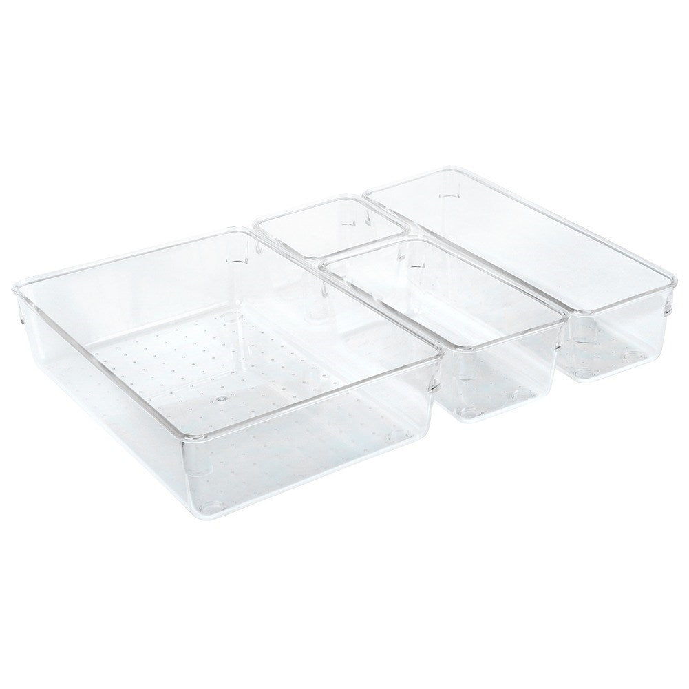 Organizer with 4 acrylic containers for makeup and jewelry