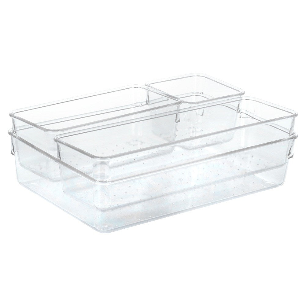 Organizer with 4 acrylic containers for makeup and jewelry