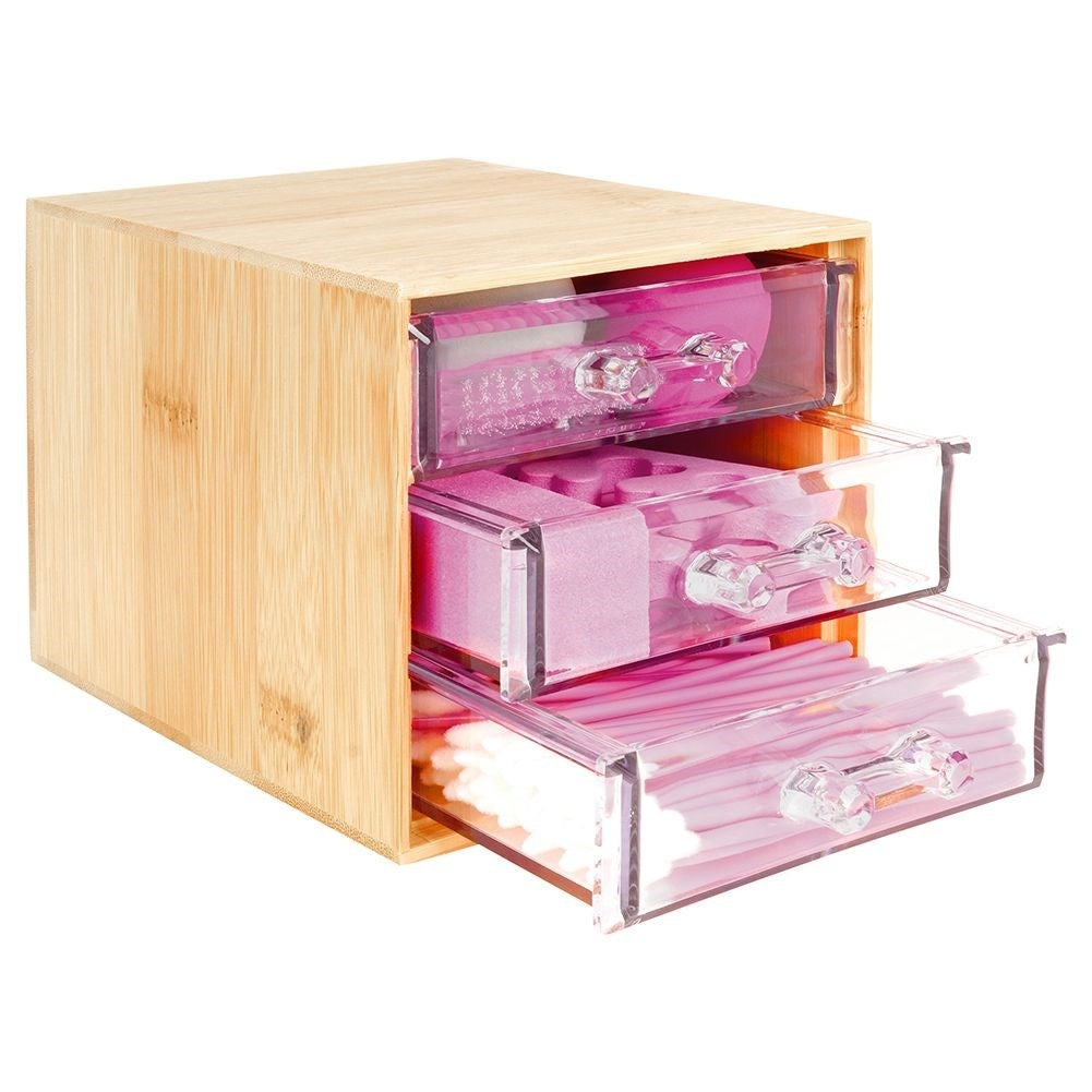 Organizer with Three Drawers in Bamboo and Acrylic