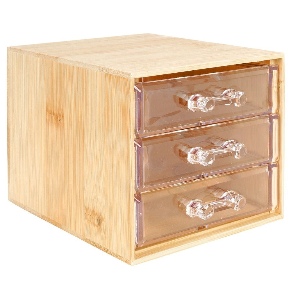 Organizer with Three Drawers in Bamboo and Acrylic