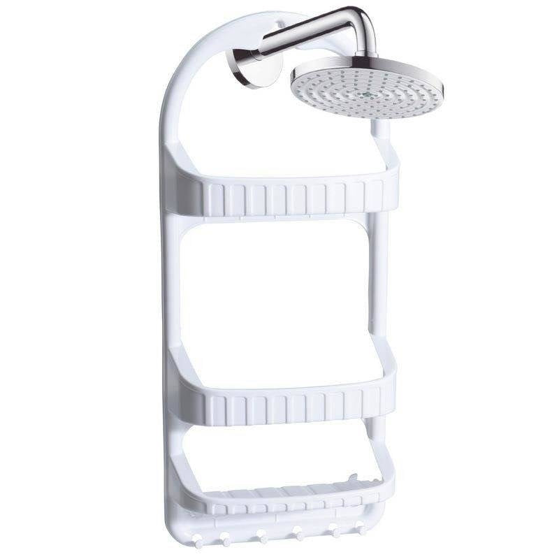 Organize the bathroom: 3 shelves, 6 hooks, easy assembly