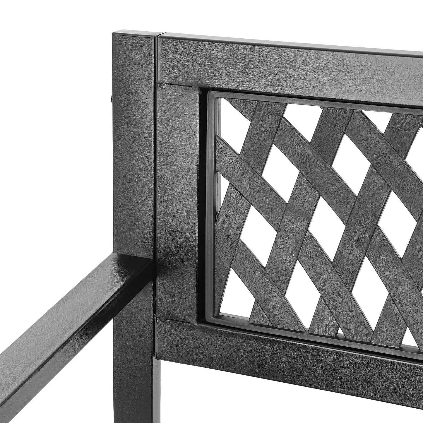 Ornamental garden bench with backrest, park bench for terrace and balcony, metal construction