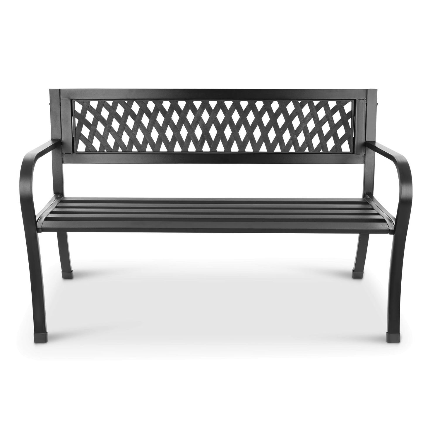 Ornamental garden bench with backrest, park bench for terrace and balcony, metal construction