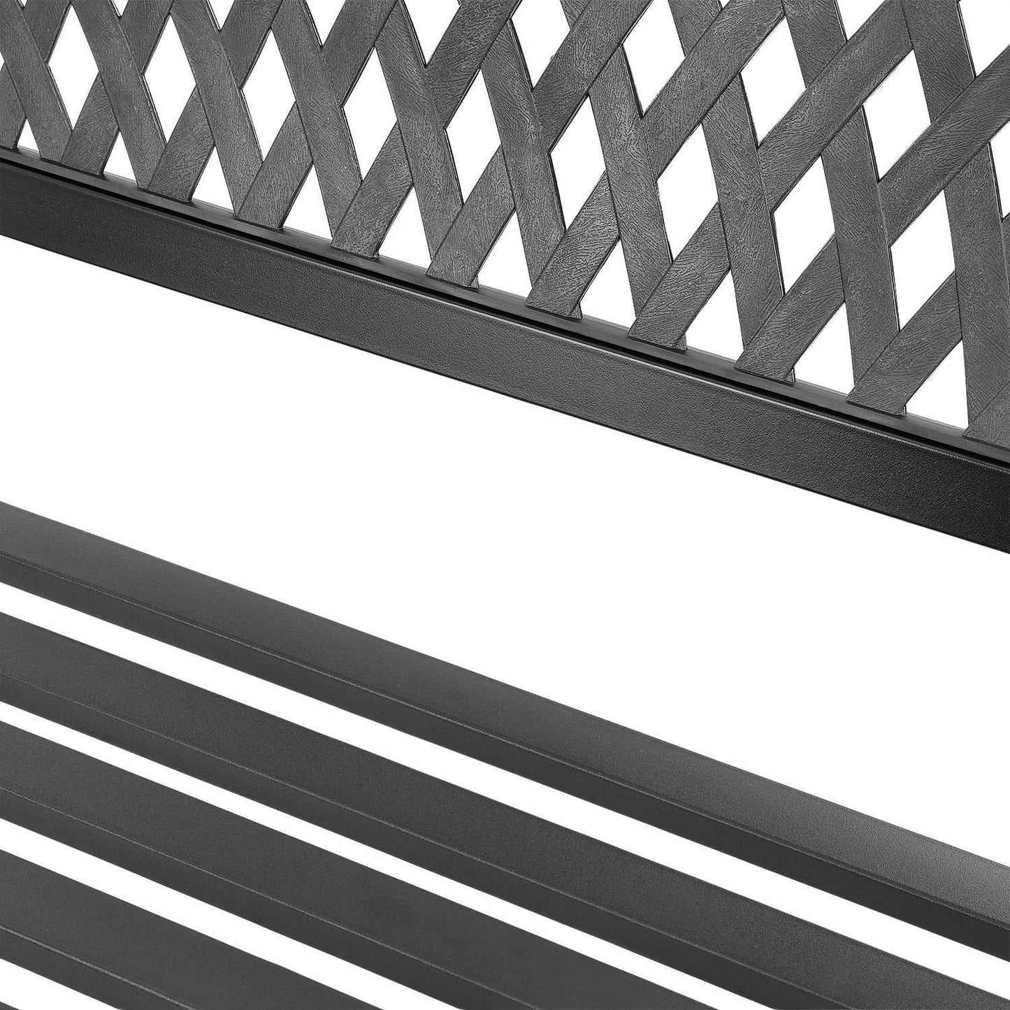 Ornamental garden bench with backrest, park bench for terrace and balcony, metal construction