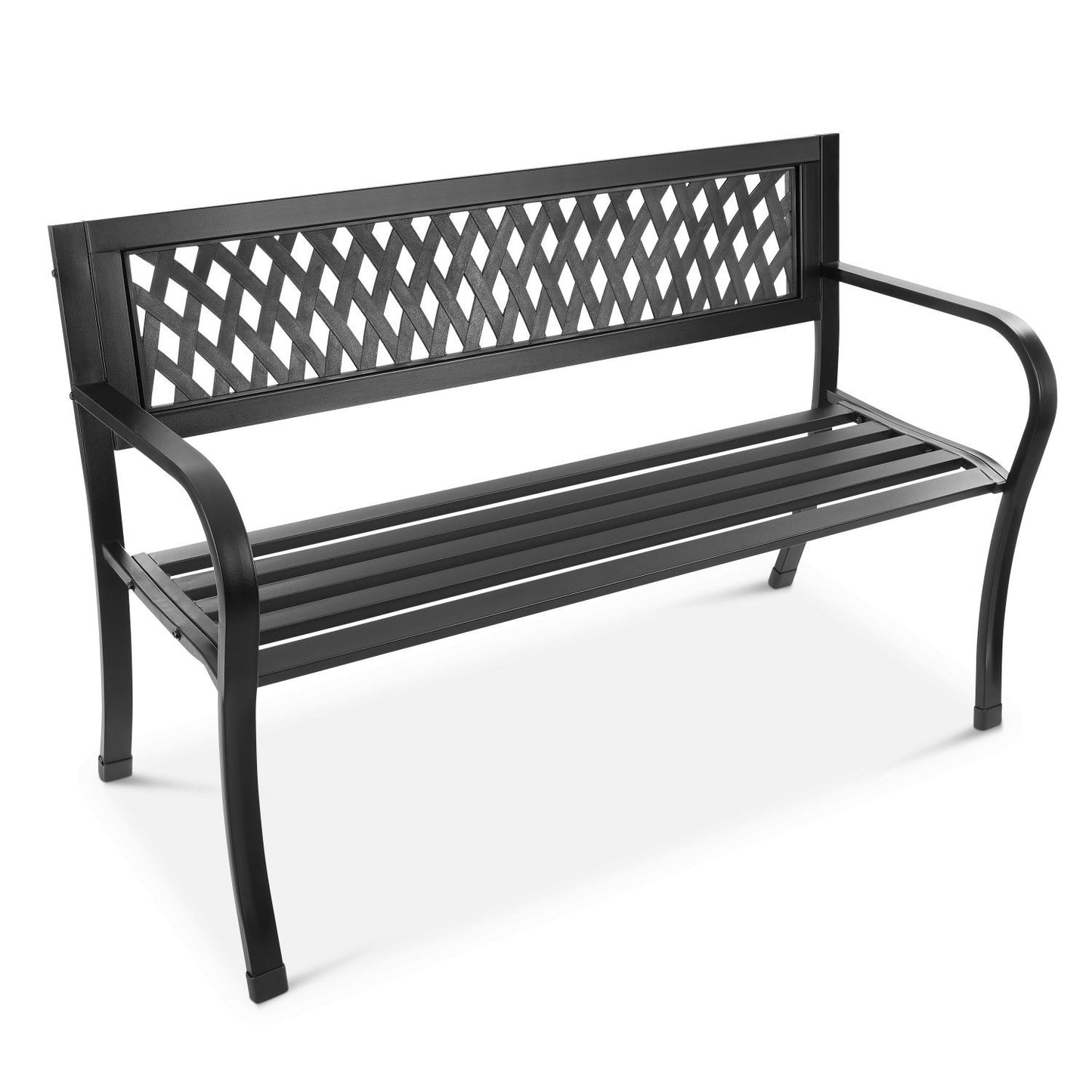 Ornamental garden bench with backrest, park bench for terrace and balcony, metal construction