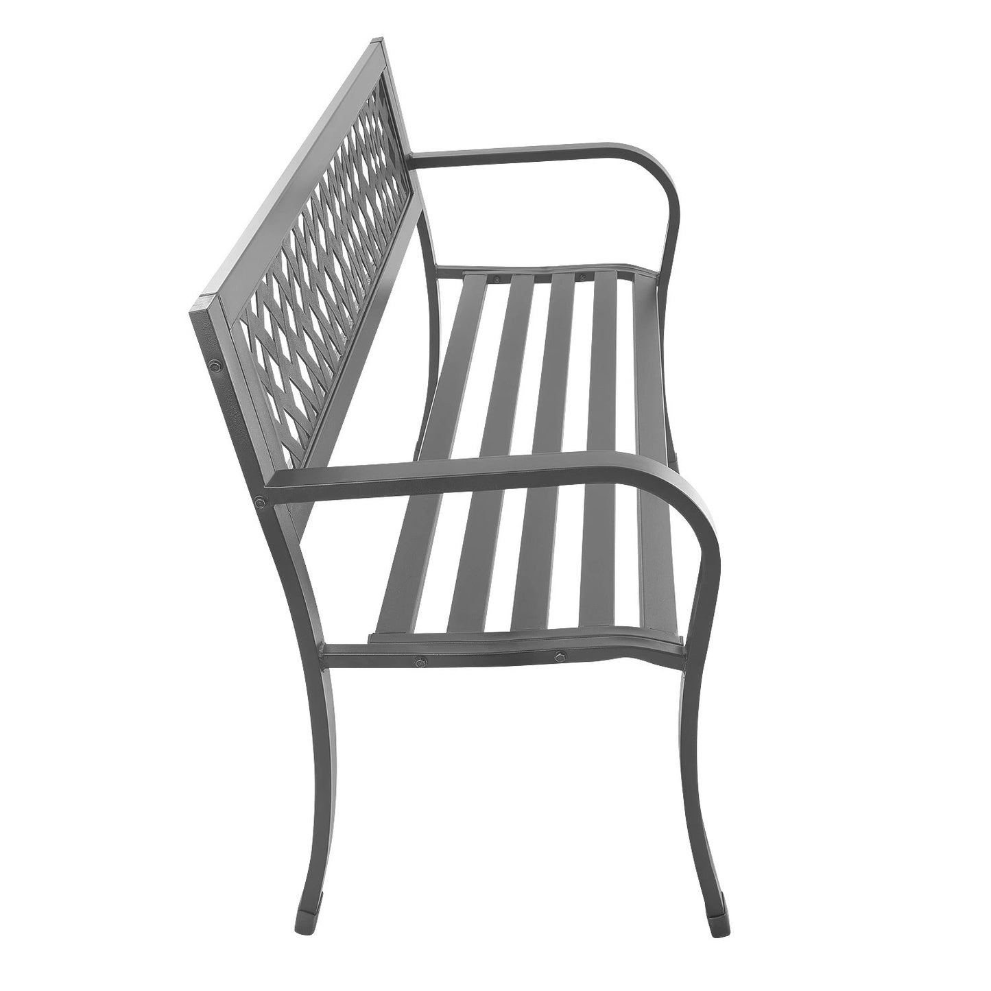 Ornamental garden bench with backrest, park bench for terrace and balcony, metal construction, graphite