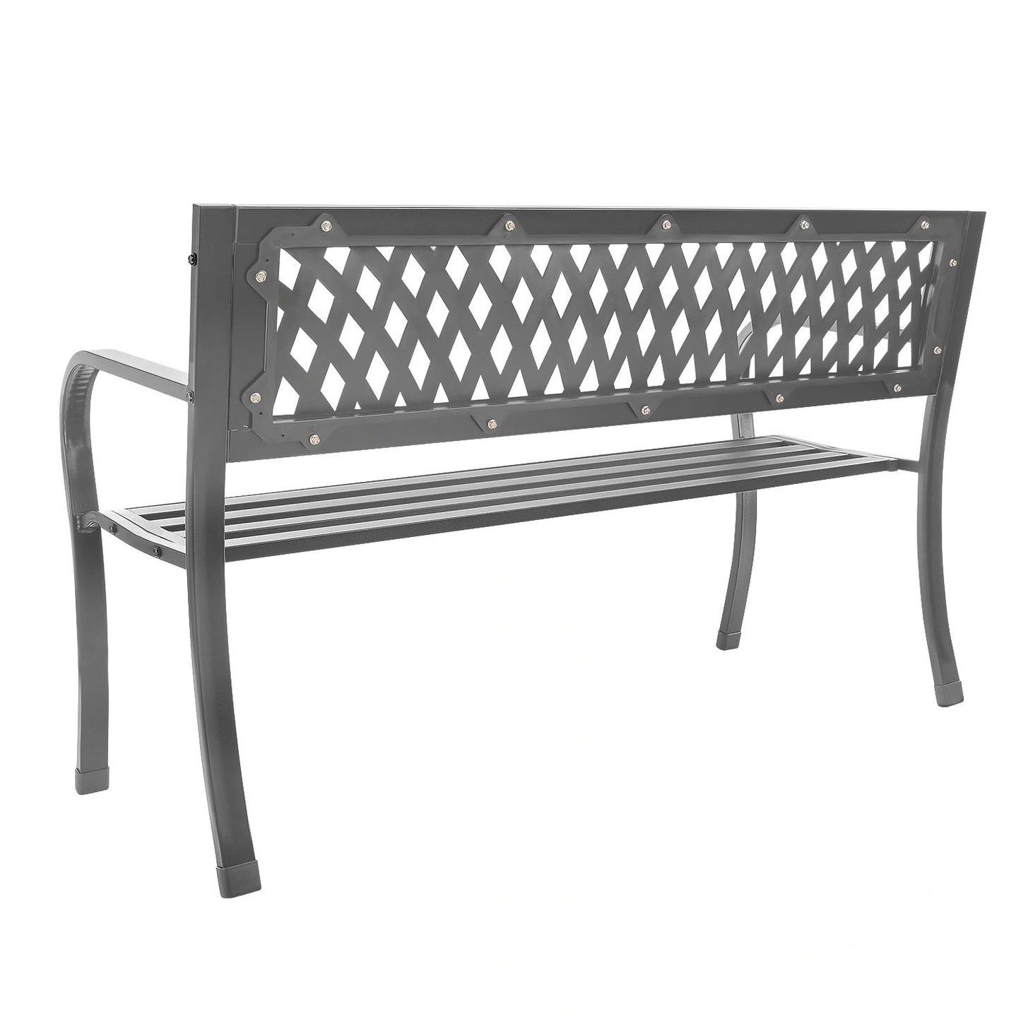 Ornamental garden bench with backrest, park bench for terrace and balcony, metal construction, graphite