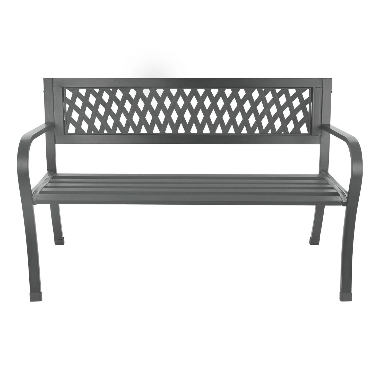 Ornamental garden bench with backrest, park bench for terrace and balcony, metal construction, graphite