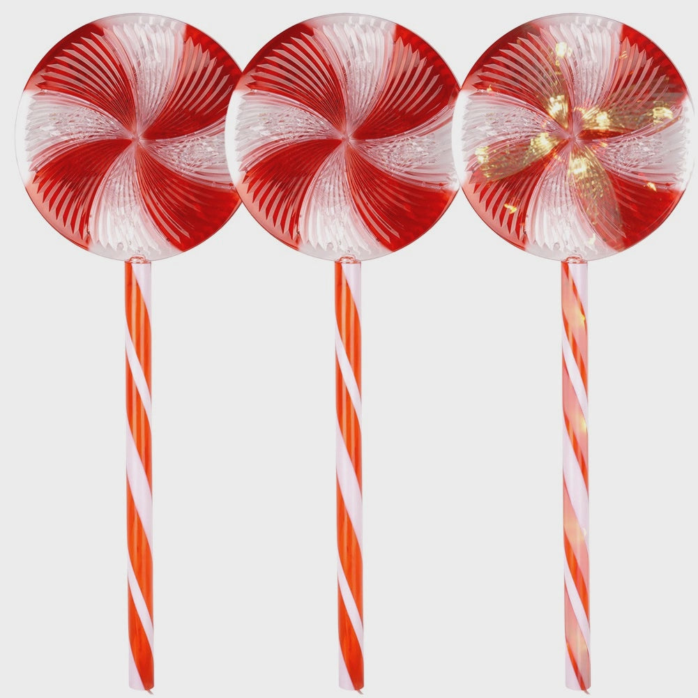 Outdoor Christmas Lollipop Lights, 60 LED, 62 cm, 3-Pack