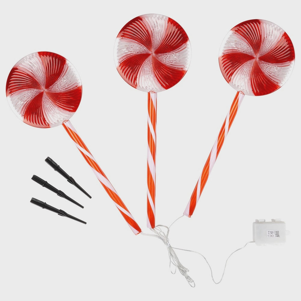 Outdoor Christmas Lollipop Lights, 60 LED, 62 cm, 3-Pack