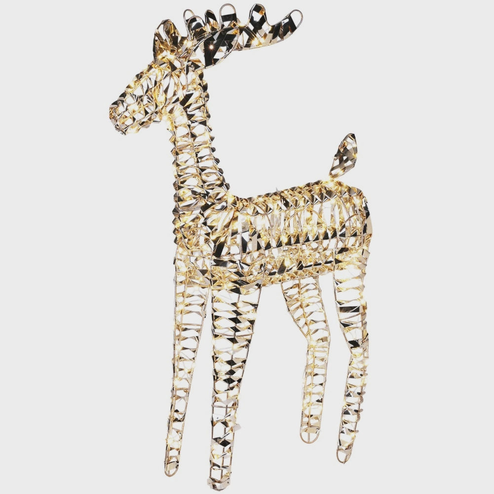 Outdoor LED Reindeer, 200 Lights, 80 cm, Gold, Timer