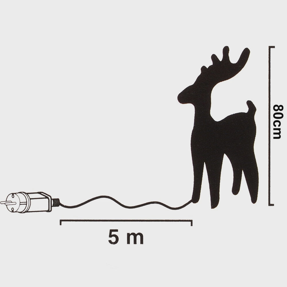 Outdoor LED Reindeer, 200 Lights, 80 cm, Gold, Timer