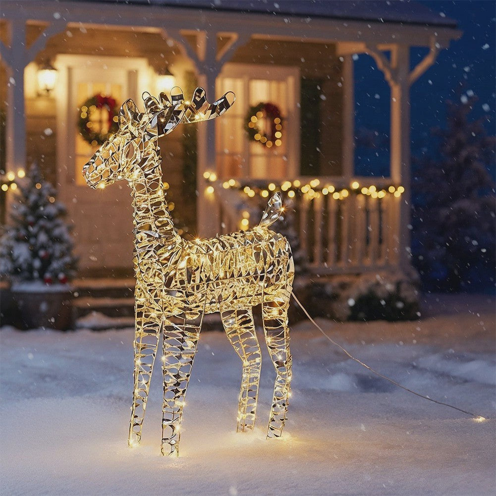 Outdoor LED Reindeer, 200 Lights, 80 cm, Gold, Timer
