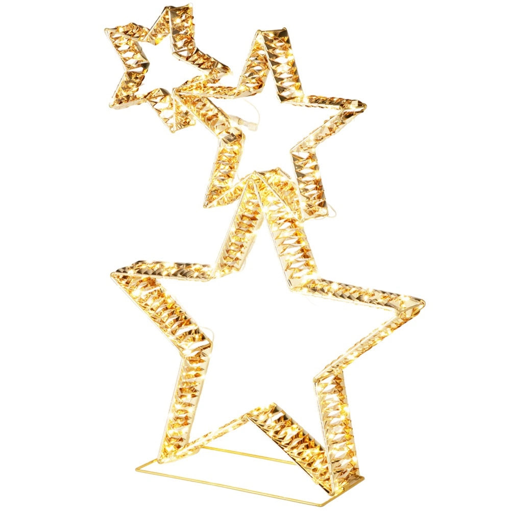 Outdoor LED Star Lights, Gold, 350 LEDs, 80 cm, 3-Pack