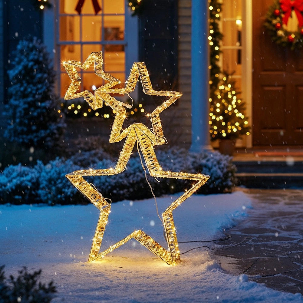 Outdoor LED Star Lights, Gold, 350 LEDs, 80 cm, 3-Pack