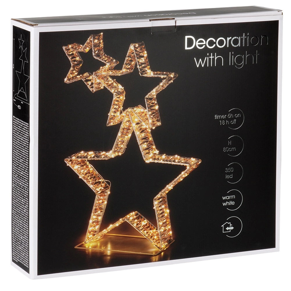 Outdoor LED Star Lights, Gold, 350 LEDs, 80 cm, 3-Pack