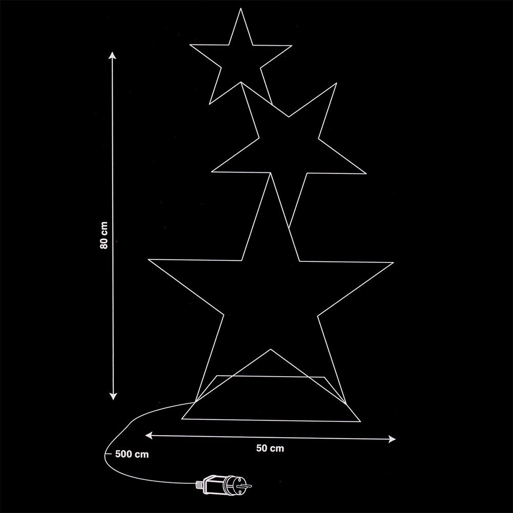 Outdoor LED Star Lights, Gold, 350 LEDs, 80 cm, 3-Pack