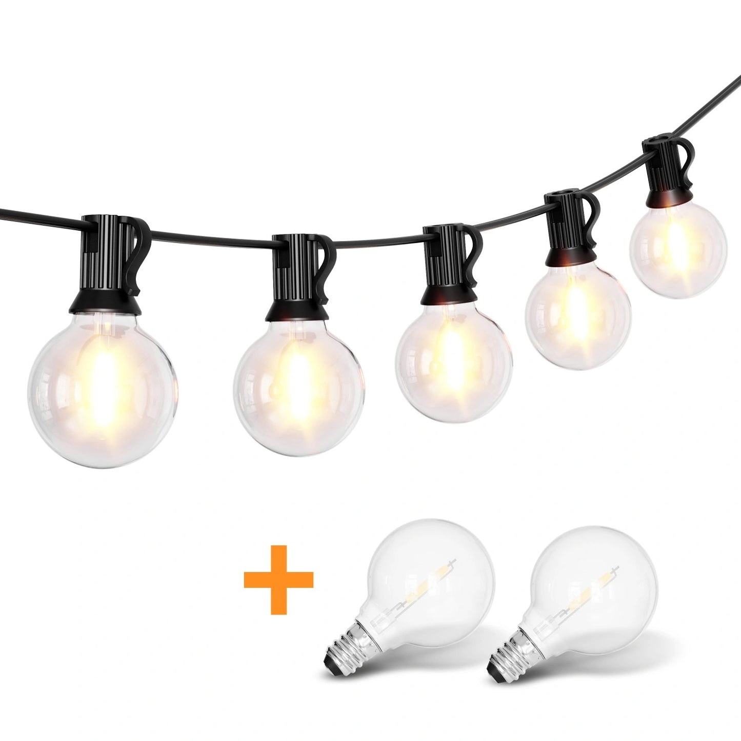 Outdoor LED String Lights, 15m, 25 Bulbs, 9 Modes