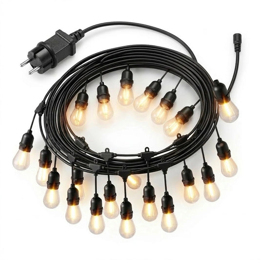 Outdoor LED String Lights, 20m, 20 Bulbs, IP44, Warm White