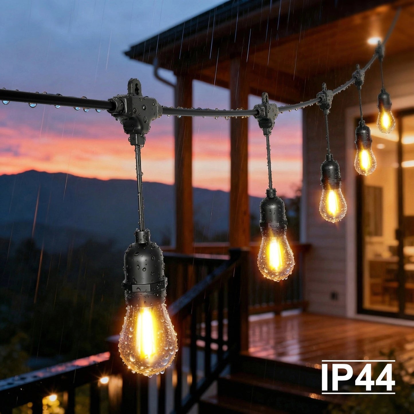 Outdoor LED String Lights, 20m, 20 Bulbs, IP44, Warm White