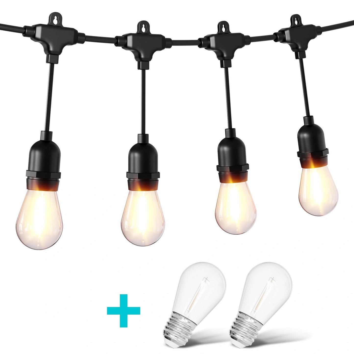Outdoor LED String Lights, 20m, 20 Bulbs, IP44, Warm White